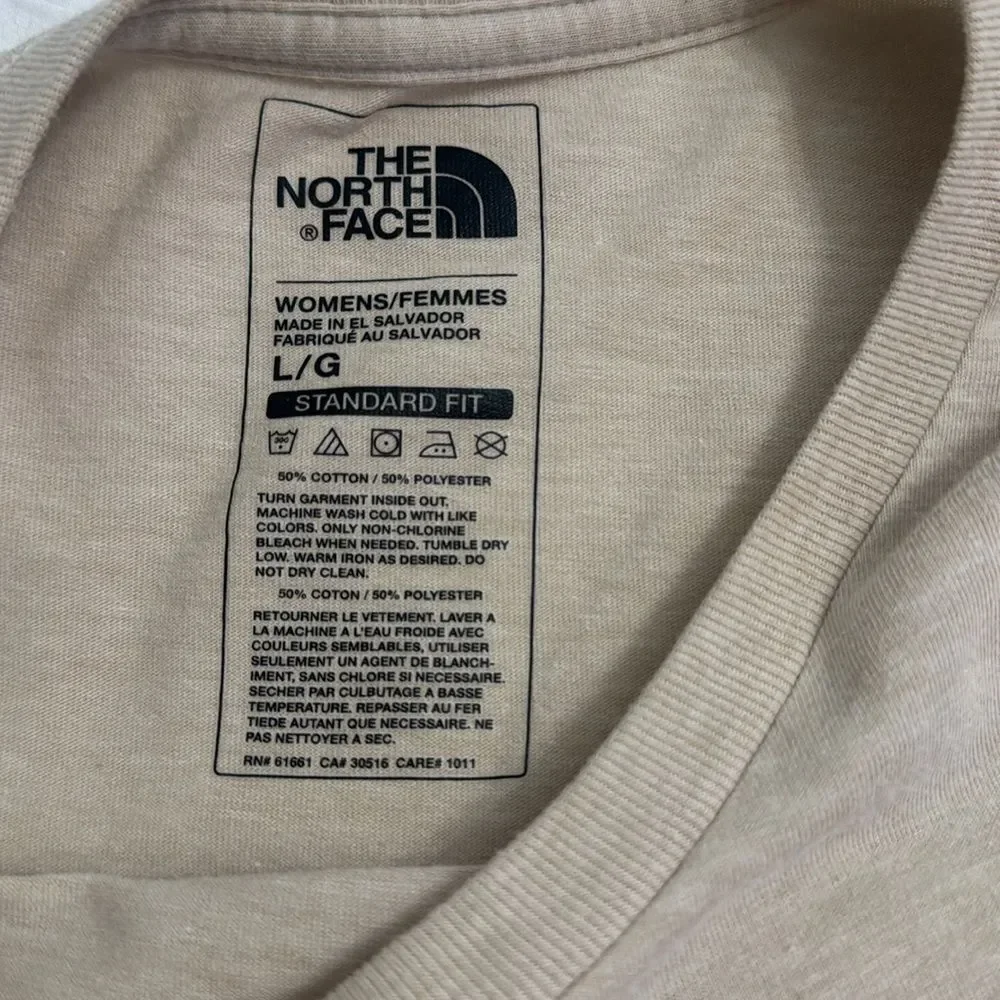 The North Face Women's Light Tan Tee with Pink Logo - Picture 5 of 8